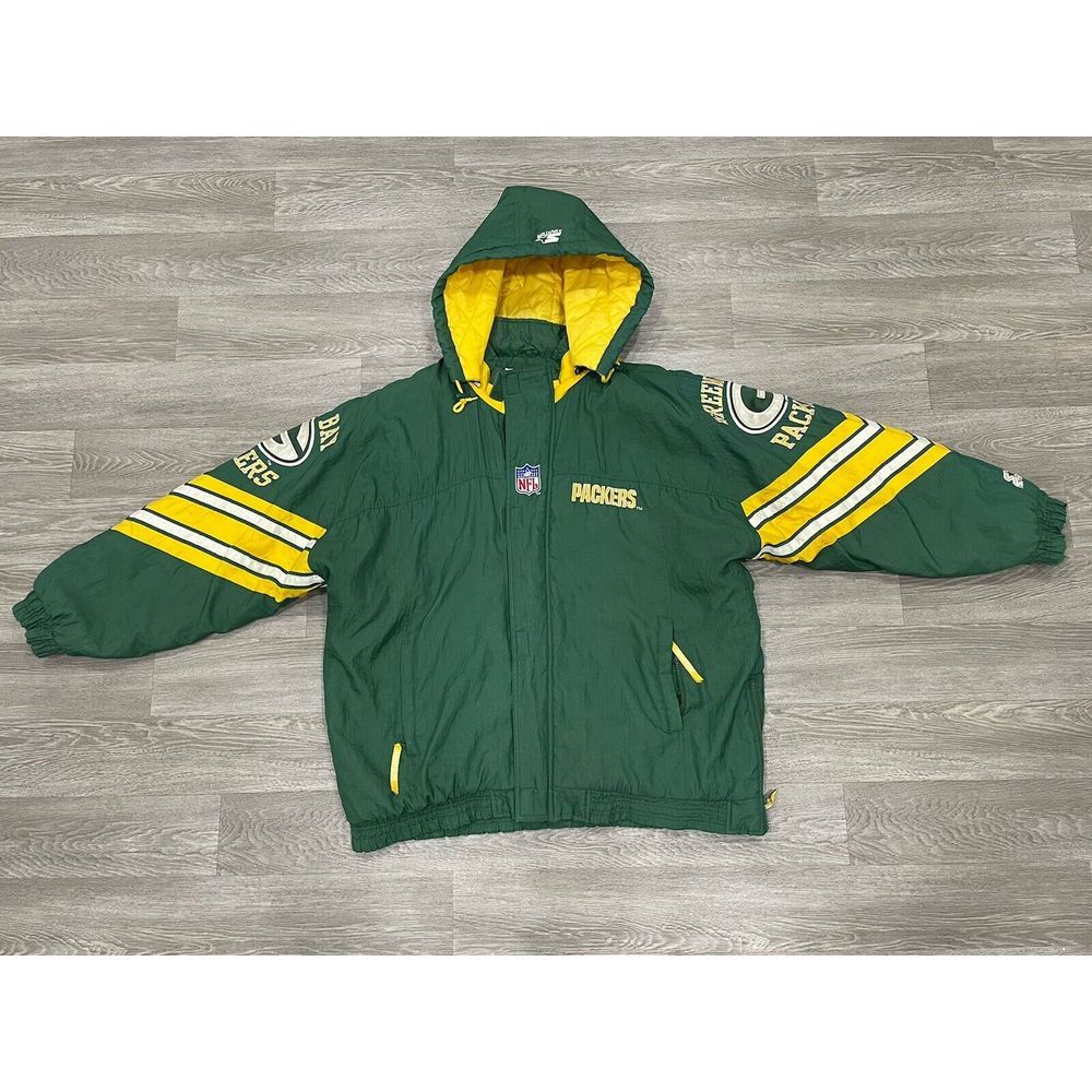 Pro Line Starter Green Bay Packers Men's Green Puffer Jacket Size XL Extra Large